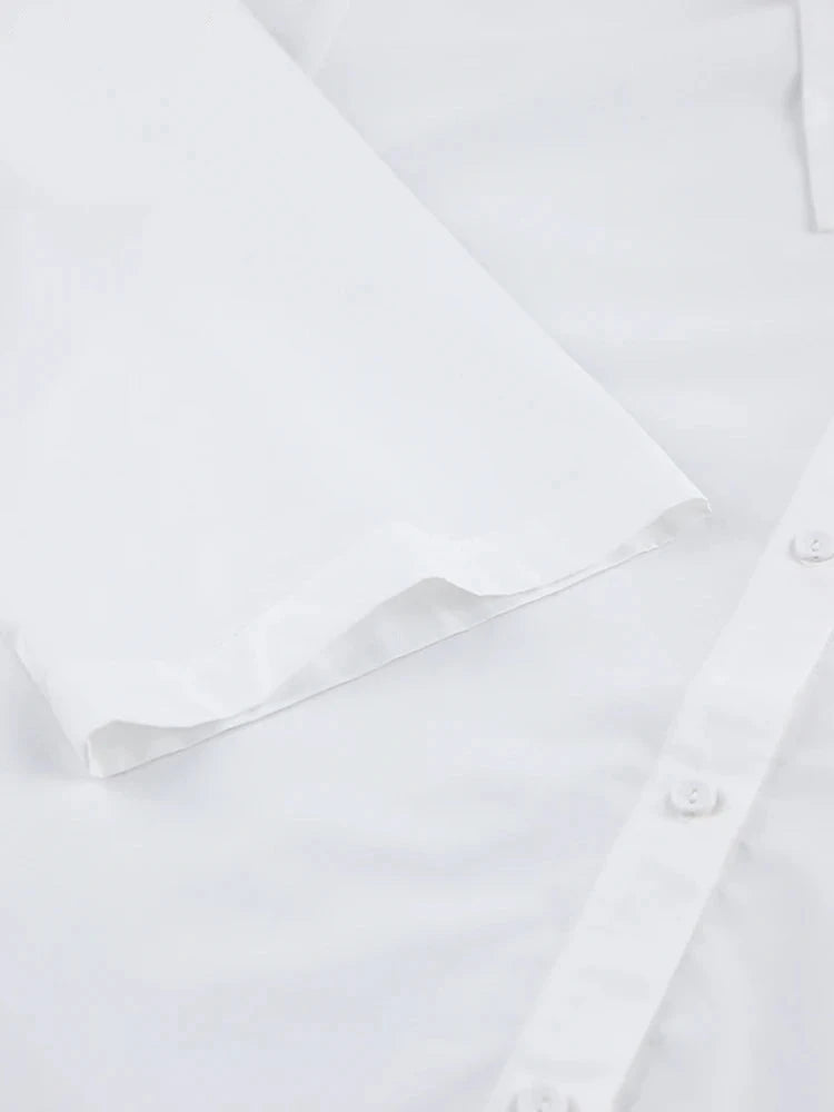 Lady Lace Up White Women Blouse Elegant Turn-Down Collar Long Sleeve Shirt