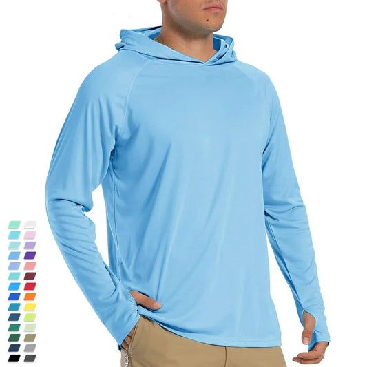 T-Shirts Mens Long Sleeve Hoodie Casual UV-Proof T-Shirts Breathable Lightweight Quick Dry T shirts Male