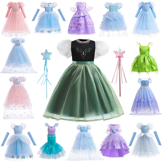 Girls Princess Elsa Anna Summer Party Light Blue Cinderella Dresses